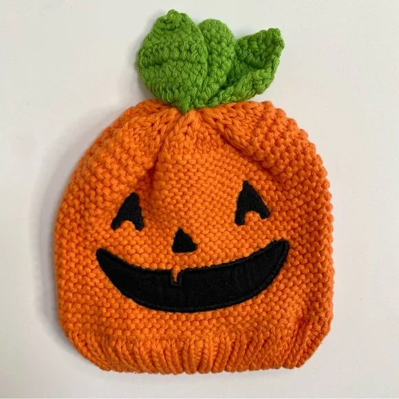Carter's Baby Halloween Jack-O-Lantern Pumpkin Knit Hat and Booties Set - Picture 2 of 7